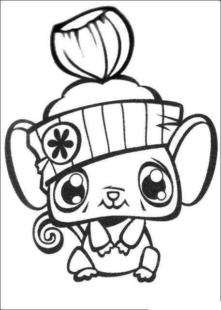 coloriage petshop souris avec bonnet